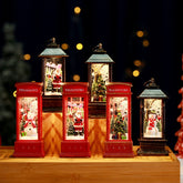 Christmas Decorations Santa Claus Glowing Phone Booth Small Oil Lamp Wind Lantern Gift Bar Desktop Decoration Party Supplies